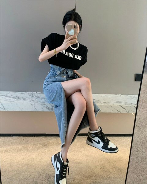 デニムスカート ロングスカート ハイウエスト スリット カジュアル セクシー デニム シンプル【大きいサイズ レディース ロング 春夏 フレア スウェット パンツ レギンス スカーチョ スキニー レギンス skirt】