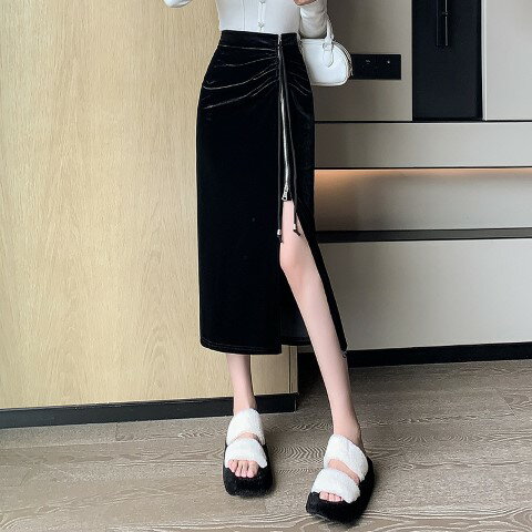 スカート ひざ丈 タイトスカート スリット シンプル 無地 カジュアル ボトムス 【大きいサイズ レディース 春夏 フレア スウェット パンツ レギンス スカーチョ スキニー レギンス ミモレ丈 skirt】