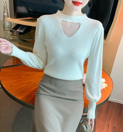 ニット 透け編み トップス 長袖 セクシー カットソー かわいい シンプル カジュアル 無地【大きいサイ..