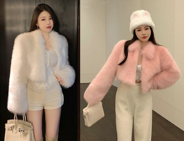 ファーコート ショート丈 アウター 長袖 フェイクファー かわいい カジュアル シンプル 【大きいサイズ レディース ロング ジャケット アウター 上着 ハンガー ロング丈 秋冬 coat】