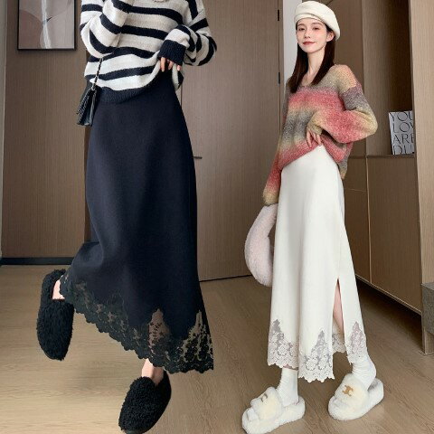 ロングスカート スリット入り きれいめ かわいい カジュアル フリル ボトムス 【大きいサイズ レディース ロング 春夏 フレア スウェット パンツ レギンス スカーチョ スキニー レギンス skirt】