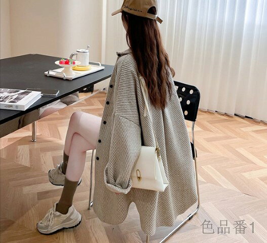 アウター 長袖 長袖羽織 カジュアル シンプル ゆったり レディース【大きいサイズ レディース ジャケット 上着 男の子 女の子 ノーカラー コート ガウン ブルゾン 秋冬 outer】