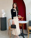 上下セット 2点セット フリルスカート+トップス 長袖 きれいめ 上品 かわいい お出かけ お嬢様 セットアップ【大きいサイズ レディース ニット 上下セット ...
