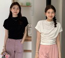 全2色 半袖Tシャツ 切り替え スリム 着痩せ シンプル【大きいサイズ レディース 無地 シャツ チュニック 春夏 tシャツ ゆったり uv shirt】(4)