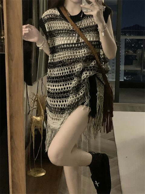 タンクトップ ベスト ジレ フリンジ 切り替え 体型カバー 着痩せ シンプル【大きいサイズ レディース 秋冬 レース 無地 ダンス キャミソール ノースリーブ インナー Tank-top】