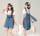 オールインワン ノースリーブ 切り替え 体型カバー 着痩せ デニム sweet系【大きいサイズ レディース 春夏 スカート パンツ ガウチョ ドレス サロペット ロンパース all-in-one】(4)
