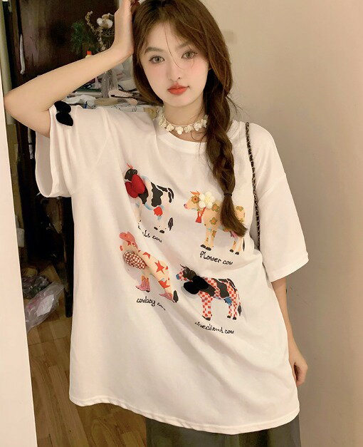 半袖Tシャツ プリント 切り替え 体型カバー 着痩せ シンプル カジュアル【大きいサイズ レディース 春夏 チュニック フォーマル オフィス ボウタイ シフォン シャツ インナー blouse】