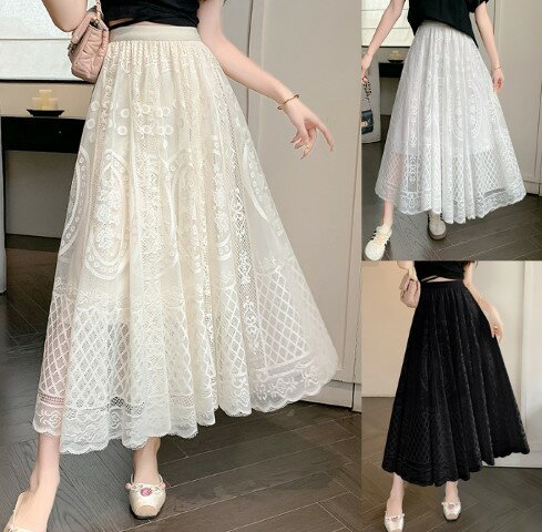ロングスカート フリル クロッシェレース かわいい きれいめ お出かけ レディース【大きいサイズ レディース ロング 夏秋 フレア スウェット パンツ レギンス スカーチョ スキニー レギンス skirt】 ロングスカート フリル クロッシェレース かわいい きれいめ お出かけ レディース【大きいサイズ レディース ロング 夏秋 フレア スウェット パンツ レギンス スカーチョ スキニー レギンス skirt】