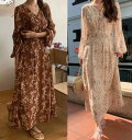 ロングワンピース 長袖 レトロ かわいい フリル レディース【大きいサイズ レディース 夏秋 結婚式 きれいめ タイト フォーマル 大人 上品 チュニック one-piece】(4)