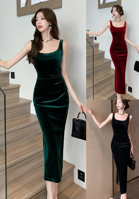 ロングドレス ノースリーブワンピース タイト 袖なし きれいめ シンプル パーティードレス キャバクラ セクシー レディース【大きいサイズ レディース 夏秋 結婚式 きれいめ タイト フォーマル 大人 上品 チュニック one-piece】のサムネイル