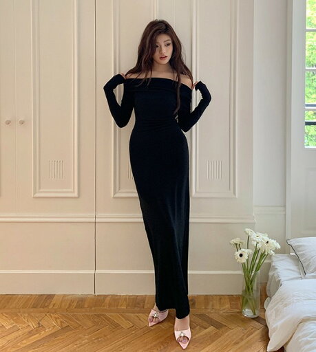 ロングワンピース タイトワンピース オフショルダー シンプル レディース【大きいサイズ レディース 夏秋 結婚式 きれいめ タイト フォーマル 大人 上品 チュニック one-piece】 ロングワンピース タイトワンピース オフショルダー シンプル レディース【大きいサイズ レディース 夏秋 結婚式 きれいめ タイト フォーマル 大人 上品 チュニック one-piece】