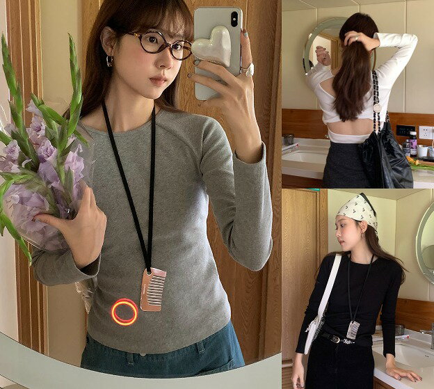 トップス シャツ 長袖 バックオープン 背中見せ シンプル スリム カジュアル セクシー レディース【大きいサイズ レディース 秋冬 チュニック フォーマル オフィス ボウタイ シフォン シャツ インナー blouse】(4)