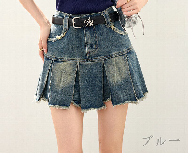 デニムスカート ミニスカート ショート丈スカート プリーツ ジーンズ シンプル カジュアル かわいい【大きいサイズ レディース ミニ タイト セクシー プリーツ 春夏 フレア スウェット パンツ レギンス skirt】