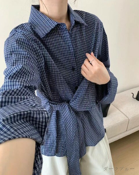 シャツ ブラウス 切り替え バイカラー 体型カバー 着痩せ チェック柄【大きいサイズ レディース 秋冬 チュニック フォーマル オフィス ボウタイ シフォン シャツ インナー blouse】