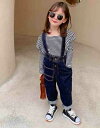 韓国風子供服 トップス セットアップ 吊りズボン ストライプ ファッション【子供服 キッズ KIDS プレゼント ノー ブランド】