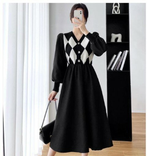 ニットワンピース 長袖 レディース 【大きいサイズ レディース 秋冬 結婚式 きれいめ タイト フォーマル 大人 上品 チュニック one-piece】