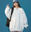 トップス 長袖 パーカー プルオーバー 韓国風 【大きいサイズ レディース パーカー 無地 夏秋 チュニック 薄手 スウェット シャツ ブラウス pullover parker】