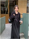 ロングワンピース 長袖 フード付き 英字ロゴ 刺しゅう シンプル カジュアル【大きいサイズ レディース 春夏 結婚式 きれいめ タイト フォーマル 大人 上品 チュニック one-piece】(4)