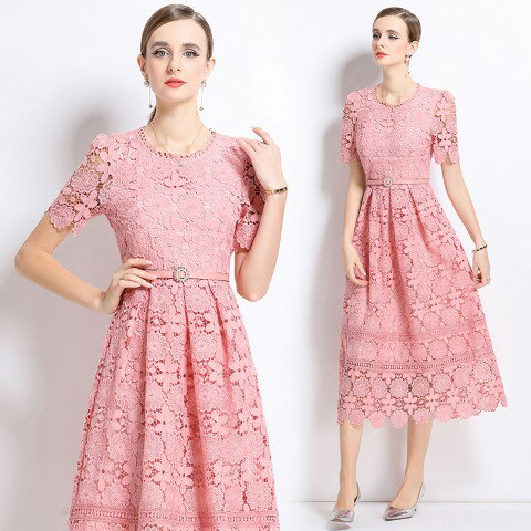 ミディアム丈ワンピース ひざ丈ワンピース 半袖 レース きれいめ ドレス 二次会 披露宴 懇親会 パーティー レディース【大きいサイズ レディース 秋冬 結婚式 きれいめ タイト フォーマル 大人 上品 チュニック one-piece】