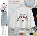 半袖 クロップド丈 tシャツ トップス ゆったり 英字プリント 大きめ フリーサイズ 裾絞り【大きいサイズ レディース 春夏 セール きれいめ 可愛い かわいい...