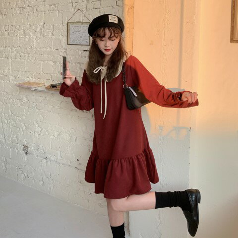 ワンピース レディース ミニワンピ 襟付き レトロ ドールカラー 長袖 リボン【大きいサイズ レディース 春夏 結婚式 きれいめ タイト フォーマル 大人 上品 チュニック one-piece】