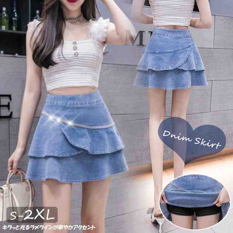 レディース スカート ショート フレア ミニスカート Aライン インナーパンツ デニム ゴルフ【大きいサイズ レディース 夏秋 フレア スウェット パンツ レギンス スカーチョ スキニー レギンス ミモレ丈 skirt】