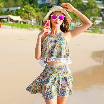 【送料無料】水着 2点セット バンドゥ ビキニ【大きいサイズ レディース 体型カバー フィットネス ワンピース ショートパンツ タンキニ ビキニ mizugi】