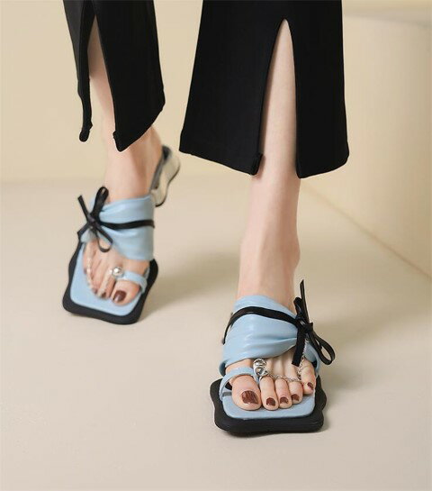 スリッパ サマー デザインセンス 蝶結び【大きいサイズ レディース 歩きやすい オフィス ベランダ 秋冬 ミュール カジュアル sandal mule】