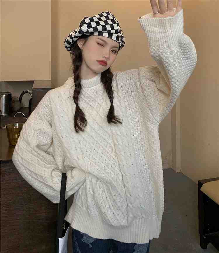 通勤 長袖 ニットトップス ゆったり 麻の花 大人気 ピュアカラー【大きいサイズ レディース 夏秋 きれいめ 可愛い かわいい チュニック tops】