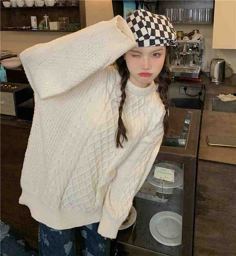 通勤 長袖 ニットトップス ゆったり 麻の花 大人気 ピュアカラー【大きいサイズ レディース 夏秋 きれいめ 可愛い かわいい チュニック tops】