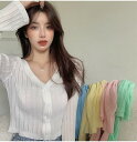 トップス Vネック カーディガン 韓国【大きいサイズ レディース ニット ロング カーデガン 薄手 カーデ コーディガン アンサンブル 春夏 上着 cardigan Bolero】(4)