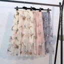 ロングスカート チュールスカート 蝶々 レディース 韓国 【大きいサイズ レディース ロング 春夏 フレア スウェット パンツ レギンス スカーチョ スキニー レギンス skirt】(4)