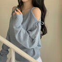 リボンニットトップス セーター デザイン 韓国ファッション 長袖 【大きいサイズ レディース 春夏 セール きれいめ 可愛い かわいい チュニック tops】