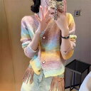 ニットカーディガン トップス デザイン 韓国ファッション グラデーション【大きいサイズ レディース 春夏 セール きれいめ 可愛い かわいい チュニック top...