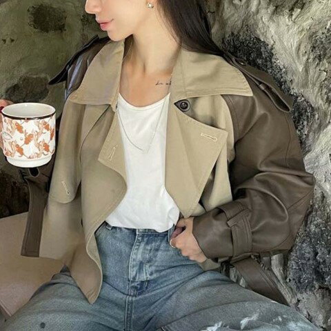 トレンチコート アウター 韓国風レディース服 カジュアル お出かけ 【大きいサイズ レディース ロング ジャケット アウター 上着 ハンガー ロング丈 春夏 coat】