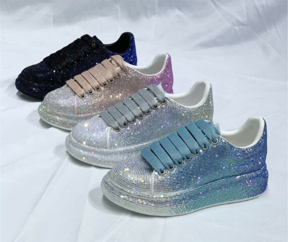 カラー ラインストーン シューズ【大きいサイズ レディース 疲れない スニーカー ブーツ パンプス 靴 ジュニア shoes】