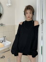 トップス パーカー 長袖 オフショルダー シンプル カジュアル レディース【大きいサイズ レディース 春夏 セール きれいめ 可愛い かわいい チュニック tops】(4)