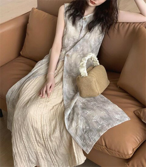 ロングワンピース ノースリーブワンピース 袖なし ジャンパースカート シンプル カジュアル お出かけ レディース【大きいサイズ レディース 春夏 結婚式 きれいめ タイト フォーマル 大人 上品 チュニック one-piece】