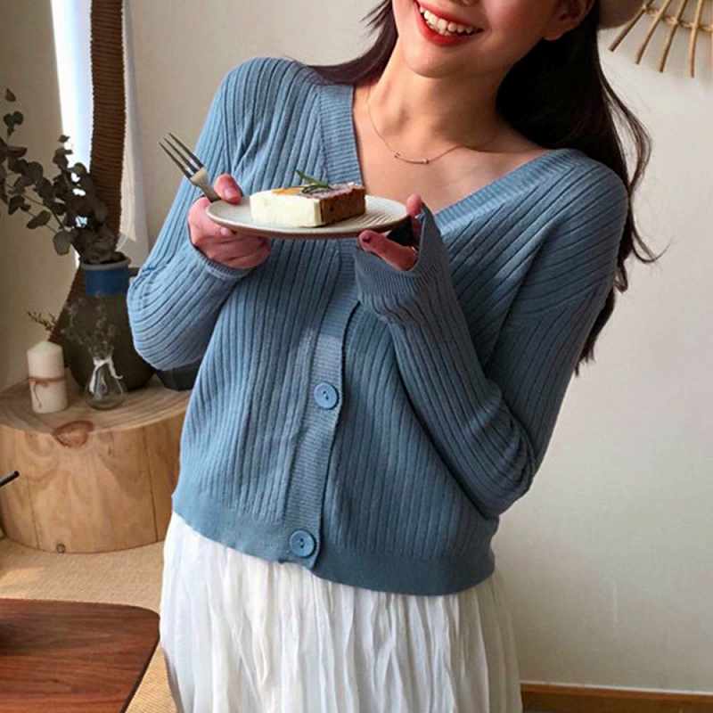 Vネックカーディガンレディース長袖...