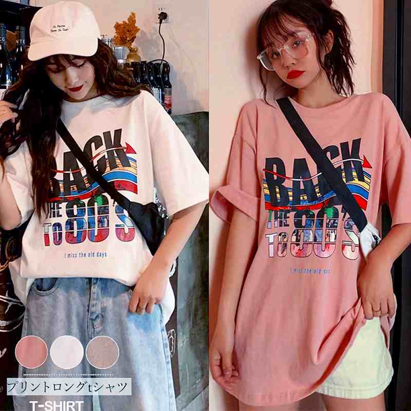 プリントtシャツ レディース 半袖 ロングtシャツ カジュアル トップス おしゃれ【大きいサイズ レディース 無地 シャツ チュニック 秋冬 tシャツ ゆったり uv shirt】