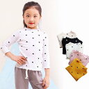 キッズ ジュニア 子供 女の子 長袖 Tシャツ ジグザグネック インナー ハートドット【子供服 キッズ KIDS プレゼント ノー ブランド】(4)