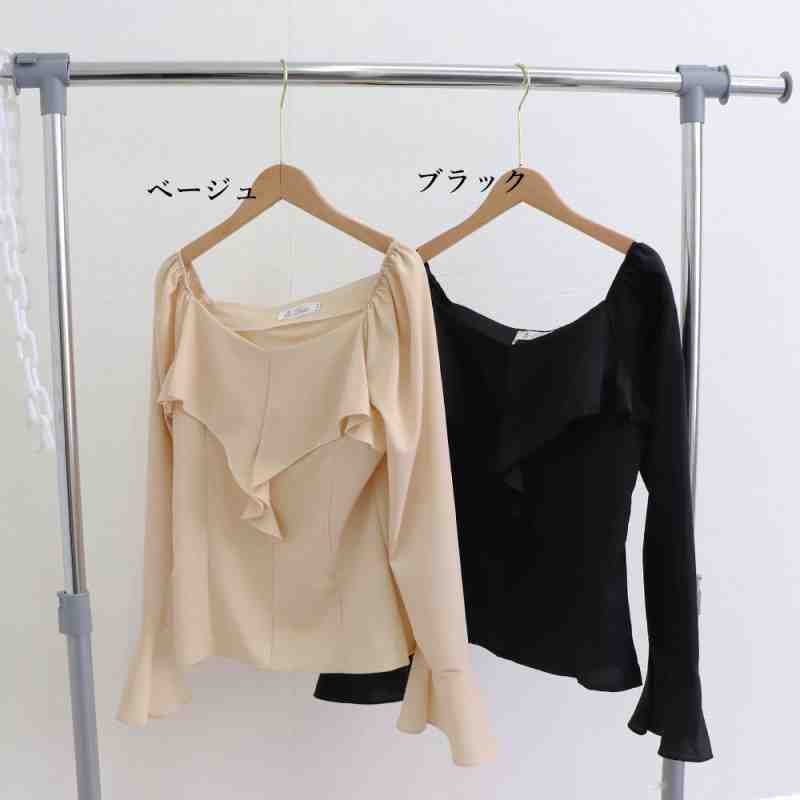 韓国ファッション 長袖ブラウス フリル襟【大きいサイズ レディース 夏秋 チュニック フォーマル オフィス ボウタイ シフォン シャツ インナー blouse】