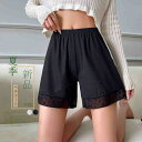 リブペチコート レディース 裾レース【大きいサイズ レディース 夏秋 下着 ボトムス ストレート スキニー ショーツ pants】