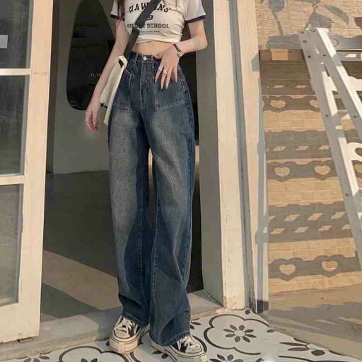 レトロ デニムワイドパンツ ハイウエスト【大きいサイズ レディース 夏秋 下着 ボトムス ストレート スキニー ショーツ pants】 レトロ デニムワイドパンツ ハイウエスト【大きいサイズ レディース 夏秋 下着 ボトムス ストレート スキニー ショーツ pants】