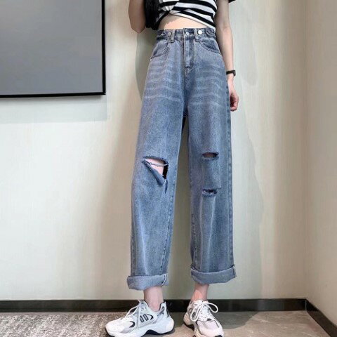 ダメージデニムパンツストレートパン...