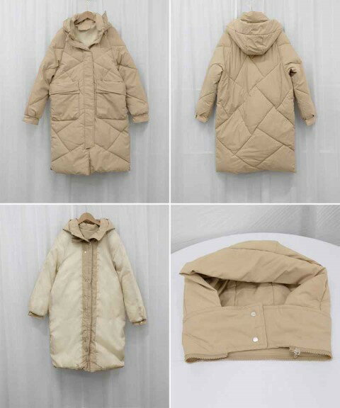 フェイクダウンコート ロング 中綿コート アウター カジュアル シンプル 無地 暖かい 【大きいサイズ レディース ロング ジャケット アウター 上着 ハンガー ロング丈 夏秋 coat】