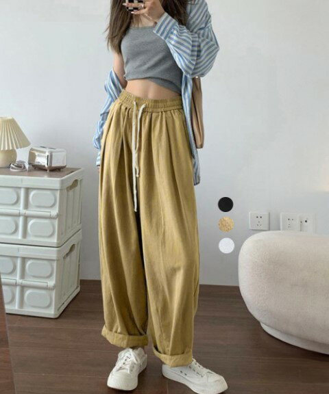 ワイドパンツ キャロットパンツ ウエストゴム ストレートパンツ ロングパンツ カジュアル【大きいサイズ レディース 春夏 下着 ボトムス ストレート スキニー ショーツ pants】