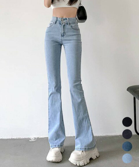 セミフレアデニムパンツ 美脚おしゃれ【大きいサイズ レディース ストレッチ スキニー レディース タイツ ダメージ加工 ガウチョパンツ denim pants】