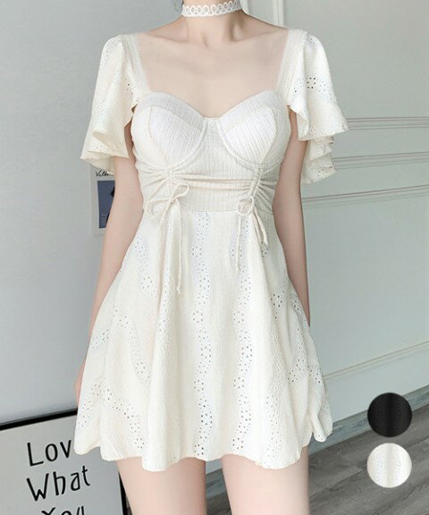 レディース水着 ワンピース水着 スカート水着 シンプル 半袖 フリル かわいい 露出控えめ【大きいサイズ レディース 秋冬 結婚式 きれいめ タイト フォーマル 大人 上品 チュニック one-piece】