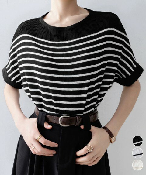 トップス ニット 半袖 ドルマリンスリーブ サマーニット Tシャツ 薄手 通勤 仕事 OL お出かけ